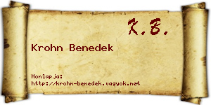 Krohn Benedek névjegykártya